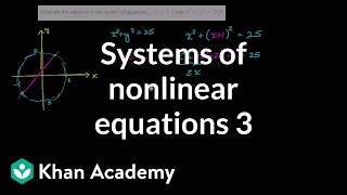 Systems of nonlinear equations 3  Systems of equations and inequalities  Algebra II  Khan Academy [upl. by Ashmead]