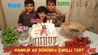 Şəkilli Tort bəzədilməsi  Ramilin ad günündə  Resimli Pasta  Торт с Фото [upl. by Leanatan24]