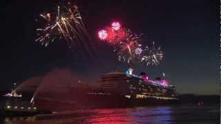 Disney Fantasy cruise ship arrives at Port Canaveral with fireworks and characters [upl. by Tessa]