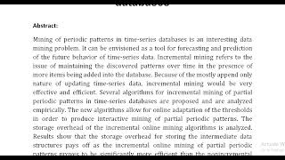 Incremental online and merge mining of partial periodic patterns in time series databases [upl. by Dnalevets491]