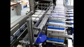 Kliklok Packaging Machinery  Prima cartoner packing flow wrapped burgers [upl. by Arec]