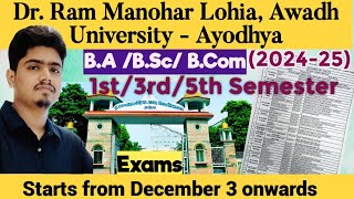 RMLAU BA BSC BCOM 1st3rd5th SEMESTER EXAM TIME TABLE 202425  RMLAU BA BSC BCOM EXAM SCHEME 2024✅ [upl. by Doroteya506]