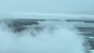 Niagara Falls during fog Rainbow bridge [upl. by Namsu]