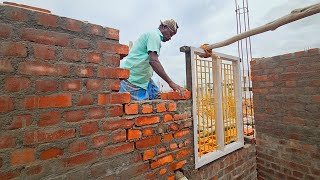 Bricklaying ConstructionLintel Level Window Fixing Properly with BrickworkLintel Brickwall [upl. by Nerrual]