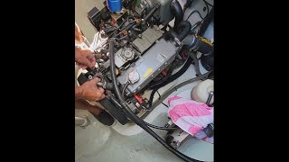 Broken thermostat on a Yanmar 4JH Engine [upl. by Enimzaj]