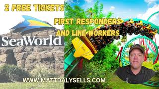 FIRST RESPONDER AND LINE WORKERS 2 FREE TICKETS TO BUSCH GARDENS SEAWORLD [upl. by Mundy]