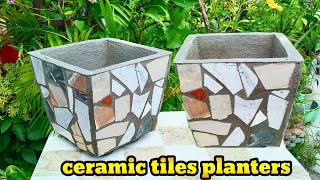 1191  Design and Make unique plant pot with cement and broken ceramic tiles [upl. by Addam]