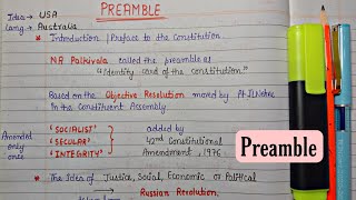 Preamble  Handwritten Notes  Lec5  Indian Polity  An Aspirant [upl. by Einahpad598]