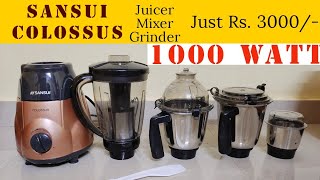 Sansui Colossus  1000 watt  Juicer mixer grinder  unboxing  Hindi  mixergrinder [upl. by Nylecaj99]