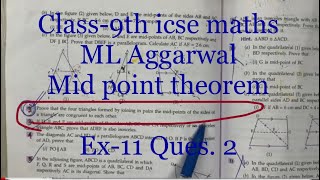 Class9th icse maths ML Aggarwal  Prove that the four triangles formed by joining in pairs the mid [upl. by Alaekim]