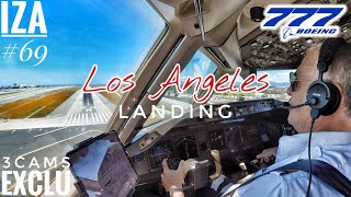 EXCLU B777 LAX 🇺🇸 Los Angeles  LANDING 24R  3 Cockpit Camera Angles 4K  ATC amp Crew Coms [upl. by Argile]