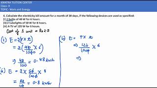 4 Calculate the electricity bill amount for a month of 30 days if the following devices are used [upl. by Maharba764]