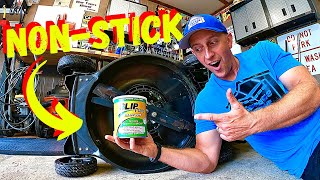 HOW TO PREVENT GRASS FROM STICKING TO YOUR MOWER DECK WITH SLIP PLATE DRY FILM GRAPHITE LUBRICANT [upl. by Lyndsie]