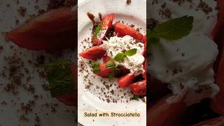 Salad with Stracciatella🍅🥗 trending food cheeserecipe stracciatella recommended viralshorts [upl. by Ahseinad]