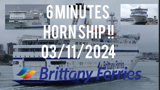 6 min de CORNE DE BRUME   HORN  Brittany Ferries [upl. by Erinn]