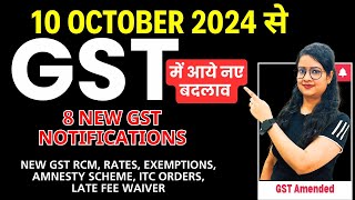 New in GST New RCM Amnesty scheme ITC orders ExemptionsGST Rates late fee from 10 October 2024 [upl. by Shama]