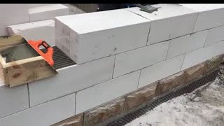 Aerated autoclaved concrete blocks installation [upl. by Ardnazil]