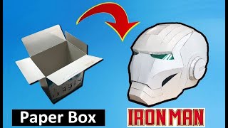 Iron Man Helmet  3 simple steps from recycle paper box [upl. by Napas45]