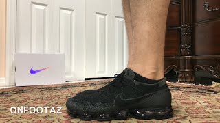 Nike Air VaporMax Triple Black On Foot [upl. by Akinorev]