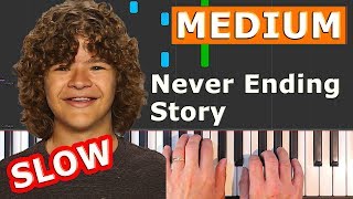 Never Ending Story  SLOW Piano Tutorial Easy  Stranger Things how to play [upl. by Tlihcox77]