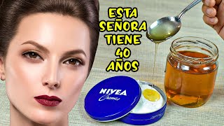 Ella es una Señora de 40 Pero parece de 20 gracias a la CREMA NIVEA con MIEL [upl. by Leuqim]