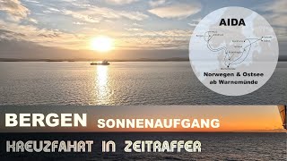 Bergen  Norwegen  Einfahrt nach Bergen im Sonnenaufgang  AIDA Kreuzfahrt in Zeitraffer [upl. by Jobyna]