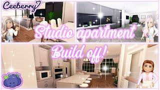 Bloxburg  Studio Apartment Build Off Challenge with Amberry and Phoeberry [upl. by Latonia]