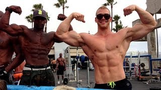 A day in venice beach flexing at muscle beach golds gym and stuff [upl. by Jud]