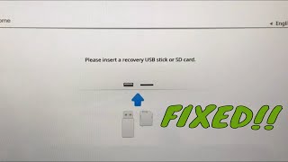 Please insert a recovery USB stick or SD Card  How to fix using a recovery USB stick [upl. by Sileas]