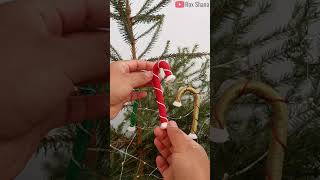 👆 TUTORIAL 🎅 BASTONES de NAVIDAD en MACRAME  Macrame Candy Cane Christmas Ornaments  Shorts [upl. by Nylzaj]