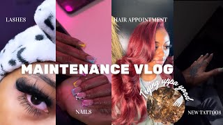 750 MAINTENANCE VLOG🎀  lashes nails hair NEW TATTOOS trying UPPA YARD amp MORE  Itssandrea [upl. by Aissatan93]