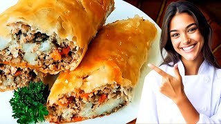 BEST Ground Pork and Potato Strudel Recipe HOW to Make Savory Strudel [upl. by Iadrahs]