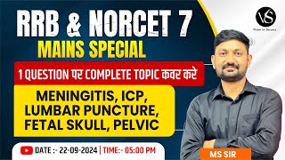 RRB amp NORCET 70 MAINS SPECIAL  MENINGITIS ICP LUMBAR PUNCTURE FETAL SKULL AND PELVIS  MS SIR [upl. by Noivaz]