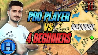 Pro Player vs 4 Beginners ON GOLD RUSH  AoE2 [upl. by Solhcin]