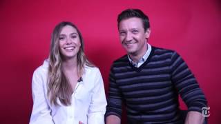 New York Times Live QampA with Elizabeth Olsen and Jeremy Renner [upl. by Ahsaek]