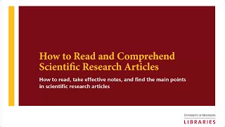 Tutorial How to Read and Comprehend Scientific Research Articles [upl. by Gitlow930]