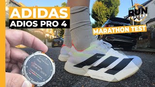 Adidas Adios Pro 4 Marathon Test Adidas new carbon race versus the marathon [upl. by Lehar]