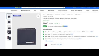 TOMMY HILFIGER Men Blue Genuine Leather Wallet  Mini 8 Card Slots Only 500 Rupees Flipkart Amazon [upl. by Pas]