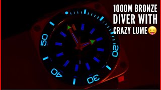 Aquatico SuperCharger Bronze 1000M Dive Watch Review  Tough and Deep [upl. by Anitnelav]