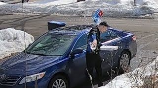 Throwing Snowballs at Dominos Delivery Driver [upl. by Pruter]