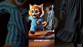 🙀Kitten meets ghost☠️ kitten ai Ai painting chatgpt orange cat white cat black cat [upl. by Eeleimaj]