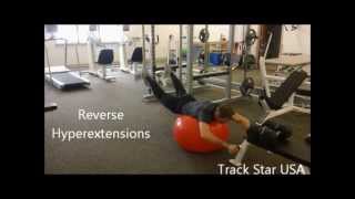 Reverse Hyperextensions with Physio Ball  Track Star USA [upl. by Annekcm]