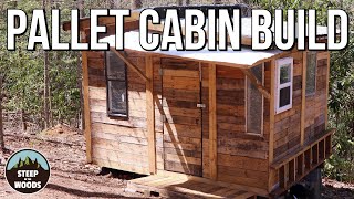 Build a Tiny Cabin in the Woods  COMPLETE BUILD [upl. by Nylcsoj929]