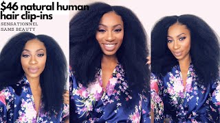 46 Natural Human Hair Clip Ins  Sensationnel 1C CLIQUE Clip Ins  wwwSAMSBEAUTYcom [upl. by Yeknarf340]