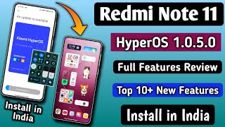 Redmi Note 11 HyperOS New Update1050 Full Features Review Top 10 Features Install in India [upl. by Llij]