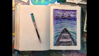 Landscape Art  Multicolor Ballpoint Pen  18102024 [upl. by Gyatt]