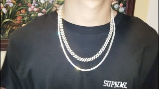 HELLOICE 3mm Tennis Chain  8mm Cuban Link Chain Set in Gold amp CZ Stone [upl. by Eardnoed557]