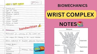 WRIST COMPLEX NOTES📚BIOMECHANICS  Physiotherapy 2nd Yr💥 [upl. by Nnahgem]