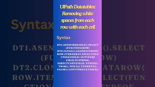 UiPath datatables Removing white spaces from datatable valuesshorts uipath linq [upl. by Yoshiko]