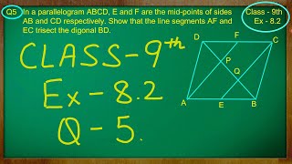 Class  9th  Quadrilaterals  Ex 82 Q no 5 solved ncert [upl. by Atalanti]